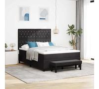 vidaXL Letto a molle con materasso e panca nera 160x200 cm velluto