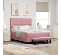 vidaXL Letto a molle con materasso e panca rosa 160x200 cm velluto