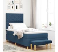 vidaXL Letto a Molle con Materasso e Panchina Blu 100x200 cm Tessuto