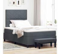 vidaXL Letto a molle con materasso e panchina grigio scuro 120x200 cm in velluto