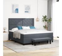 vidaXL Letto a Molle con Materasso e Panchina Grigio Scuro 180x200 cm Velluto