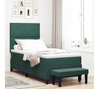 vidaXL Letto a Molle con Materasso e Panchina Verde Scuro 90x200 cm in Velluto