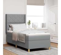 vidaXL Letto a Molle con materasso Grigio chiaro 100 x 200 cm Tessuto, Testiera Regolabile, Mobili Moderni per Camera, Telaio in Tessuto, Materasso Compatto, Legno di Pino