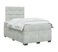vidaXL Letto a molle con materasso grigio chiaro, 120 x 190 cm, in velluto, per camera da letto, design moderno, in velluto, testiera regolabile, materasso di media rigidità, per un sonno riposante