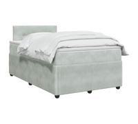 vidaXL Letto a molle con materasso grigio chiaro, 120 x 190 cm, in velluto per camera da letto, moderno a molle, comoda testiera regolabile in altezza, elegante imbottitura vellutata