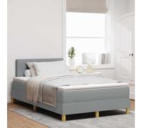vidaXL Letto a molle con materasso Grigio chiaro 120 x 190 cm Tessuto, Letto regolabile, materasso a molle indipendenti, cornice LED, design ergonomico, testata personalizzabile