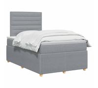vidaXL Letto a molle con materasso grigio chiaro, 120 x 200 cm, in tessuto, camera da letto moderna, letto imbottito, testiera regolabile in altezza, mobili pratici, comoda struttura a doghe
