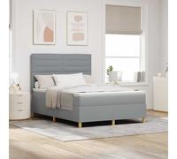vidaXL Letto a molle con materasso Grigio chiaro 140 x 200 cm Tessuto