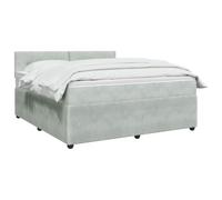 vidaXL Letto a molle con materasso grigio chiaro, 160 x 200 cm, in velluto, moderno, testiera regolabile, confortevole, rivestimento in velluto, mobile elegante salvaspazio