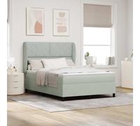 vidaXL Letto a molle con materasso, grigio chiaro, 160 x 200 cm, velluto