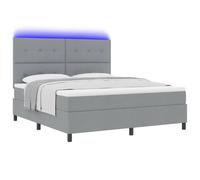 vidaXL Letto a molle con materasso Grigio chiaro 180 x 200 cm Tessuto, Mobili per camera moderna, letto comodo con luci LED, testiera regolabile, materasso elegante e robusto