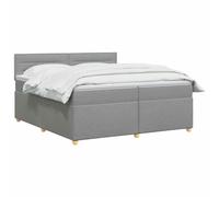 vidaXL Letto a molle con materasso grigio chiaro, 200 x 200 cm, in tessuto, per camera da letto, moderno letto a molle con testiera regolabile, materassi a media rigidità, mobili comodi per un sonno
