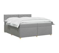 vidaXL Letto a molle con materasso grigio chiaro, 200 x 200 cm, in tessuto, per camera da letto, moderno letto a molle con testiera regolabile, materassi a media rigidità, mobili comodi per un sonno