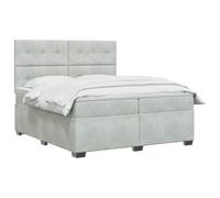 vidaXL Letto a molle con materasso grigio chiaro, 200 x 200 cm, in velluto, per camera da letto, design moderno, in velluto, testiera regolabile, materasso di media rigidità, per un sonno riposante