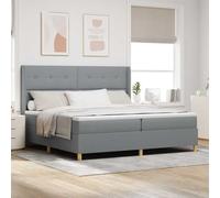 vidaXL Letto a Molle con materasso Grigio chiaro 200 x 200 cm Tessuto, Testiera Regolabile, Mobili Moderni per Camera, Telaio in Tessuto, Materasso Compatto, Legno di Pino