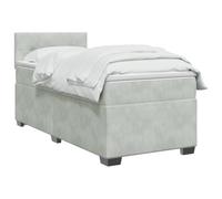 vidaXL Letto a molle con materasso grigio chiaro, 90 x 190 cm, in velluto, per camera da letto moderno, con testiera regolabile, rivestimento in velluto, elegante telaio, soluzioni per il sonno