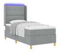 vidaXL Letto a molle con materasso Grigio chiaro 90 x 190 cm Tessuto, Camera da letto, Setup per il sonno moderno, Soluzione letto minimalista, Tessuto, Telaio del materasso, Decorazione in poliester