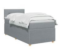 vidaXL Letto a molle con materasso grigio chiaro, 90 x 200 cm, in tessuto, elegante camera da letto, moderno letto a molle, testiera regolabile, comodo telaio imbottito