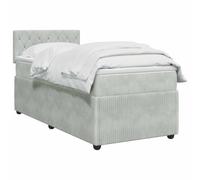 vidaXL Letto a molle con materasso grigio chiaro, 90 x 200 cm, in velluto, per camera da letto, moderno letto a molle, comoda testiera regolabile in altezza, elegante imbottitura vellutata