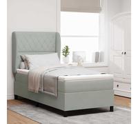 vidaXL Letto a molle con materasso Grigio chiaro 90 x 200 cm Velluto