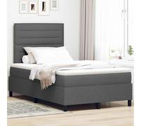 vidaXL Letto a molle con materasso Grigio scuro 120 x 200 cm Tessuto