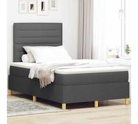 vidaXL Letto a molle con materasso Grigio scuro 120 x 200 cm Tessuto, Letto King Size Moderno, Rete a Molla Rettangolare, Materasso Comodo, Testiera in Poliestere per Sonni Tranquilli