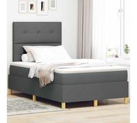 vidaXL Letto a molle con materasso Grigio scuro 120 x 200 cm Tessuto, Letto King Size Moderno, Rete a Molla Rettangolare, Materasso Comodo, Testiera in Poliestere per Sonni Tranquilli