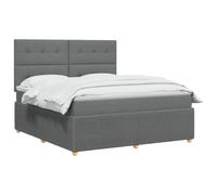 vidaXL Letto a molle con materasso grigio scuro, 140 x 190 cm, in tessuto, camera da letto moderna, letto imbottito, testiera regolabile in altezza, mobili pratici, comoda struttura a doghe