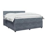 vidaXL Letto a molle con materasso grigio scuro, 140 x 190 cm, in velluto, per camera da letto, moderno, comoda testiera regolabile in altezza, elegante imbottitura in velluto