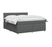 vidaXL Letto a molle con materasso grigio scuro, 160 x 200 cm, in tessuto, letto moderno con rete, testiera regolabile, materasso rigido, mobile ideale per dormire bene
