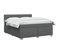 vidaXL Letto a molle con materasso grigio scuro, 160 x 200 cm, in tessuto, per camera da letto, moderno, materasso comodo, testiera regolabile, struttura decorativa