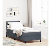 vidaXL Letto a molle con materasso Grigio scuro 80 x 200 cm Velluto