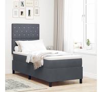 vidaXL Letto a molle con materasso Grigio scuro 80 x 200 cm Velluto