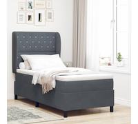 vidaXL Letto a molle con materasso Grigio scuro 90 x 190 cm Velluto
