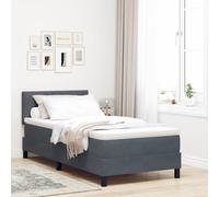 vidaXL Letto a Molle con Materasso Grigio scuro 90 x 200 cm Tessuto