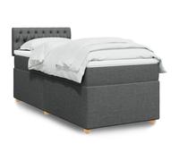 vidaXL Letto a Molle con Materasso Grigio Scuro Singolo in Tessuto