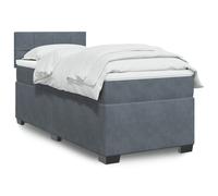 vidaXL Letto a Molle con Materasso Grigio Scuro Singolo in Velluto