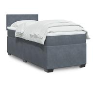 vidaXL Letto a Molle con Materasso Grigio Scuro Singolo in Velluto