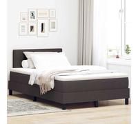 vidaXL Letto a Molle Materasso e Striscia LED, Design Moderno, Marrone Scuro, Tessuto, Costruzione Durevole, Dimensioni 120x200 cm, Ideale per Camera da Letto, Include Topper, Mobili, Protezione