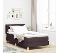 Letto a molle con materasso Marrone Scuro 190 x 90 cm Tessuto