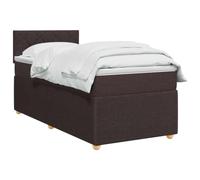 vidaXL Letto a molle con materasso marrone scuro, 90 x 190 cm, in tessuto, elegante camera da letto, moderno letto a molle, testiera regolabile, comodo telaio imbottito