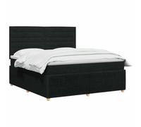 vidaXL Letto a molle con materasso nero, 140 x 190 cm, tessuto, camera da letto moderna, letto imbottito, testiera regolabile, materasso a molle, comoda base a doghe