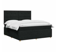 vidaXL Letto a molle con materasso nero, 180 x 200 cm, tessuto, camera da letto moderna, letto imbottito, testiera regolabile, materasso a molle, comoda base a doghe