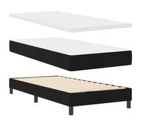 vidaXL Letto a Molle con materasso nero 200 x 200 cm, struttura in legno, testata a muro, rivestito in materiale eco-friendly, supporto multizona, morbidezza media, gambe posteriori, design moderno.