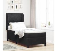 vidaXL Letto a molle con materasso nero 80 x 200 cm in velluto. Sistema pocket, fodera rimovibile, stile moderno. Ottimo per la camera da letto, regolabile, perfetto per interni contemporanei, ideal