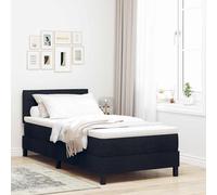 vidaXL Letto a molle con materasso Nero 90 x 190 cm Tessuto