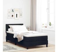 vidaXL Letto a molle con materasso Nero 90 x 190 cm Tessuto