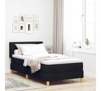 vidaXL Letto a molle con materasso Nero e Bianco 90 x 200 cm Tessuto