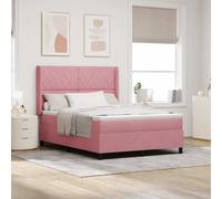 vidaXL Letto a molle con materasso Rosa 140 x 190 cm Velluto