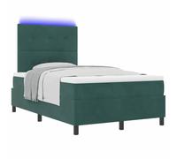 vidaXL Letto a Sorgente LED Verde Scuro 120 x 190 cm Velluto, Struttura letto LED regolabile, piattaforma in tessuto rettangolare, soluzione ergonomica per il sonno con illuminazione RGB per un desig